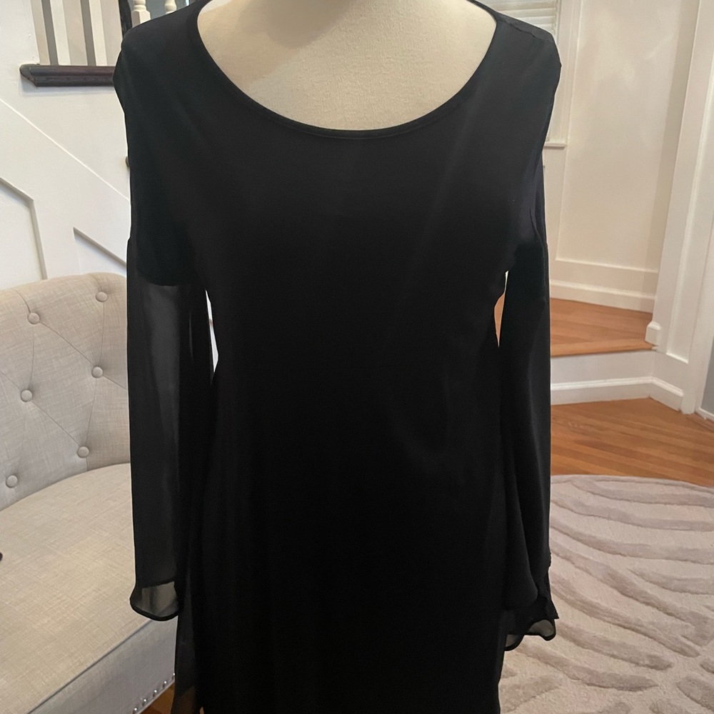Chatoyant sheer sleeve tunic